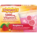 Emergen-C 1000mg Vitamina C Sostegno Immune Polvere Raspberry 30CT include Zinco, Manganese, 7 B Vitamine ed Elettroliti per Back to School Essentials