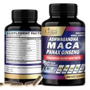 Organic Cadane Maca Root, Ashwagandha, Panax Ginseng Supplement - 90 Capsule 3 Mesi con Fenugreek, Tongkat Ali & More - Support Energy Production & Immunity