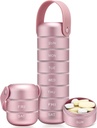 Organizzatore di pillole settimanali in metallo Zannaki, grande scatola di viaggio 7 giorni, impermeabile caso di pillole giornaliere con manico in silicone, contenitore portapillole portatile in lega di alluminio per vitamina, medicina, supplemento, pillole