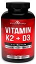 Vitamina K2 (MK7 & MK4) con D3 Supplemento - Vitamina K & D come MK-7 100mcg, MK-4 500mcg, e 5000 IU Vitamina D3 3-in-1 Formula - Bone e supporto cardiaco - 90 capsule vegetariane non OGM