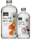 Forza naturale organico puro C8 + organico spettro completo MCT Olio – USDA Organic, Non OGM, 100% Pure Coconut MCTs – Keto, Paleo, Vegan e Kosher – Bottiglie di vetro da 32 Oz & 16 Oz