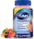 TUMS Gummy Bites Integratore alimentare per Rilievo occasionale di bruciore di stomaco, Indigestione di stomaco e acido, Sapori assortiti di frutta - 50 Conte