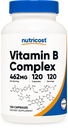 Complesso di vitamina B ad alta potenza Nutricost 462mg, 120 capsule - con vitamina C - Complesso energetico