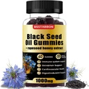 Gummie di olio di semi neri con 1000mg Olio di semi neri organici, Estratto di miele di colza 25mg, vitamina B6, B12 e zinco per il supporto del sistema immunitario (60 Gummies) (60 Conteggio)