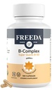 FREEDA Vitamina B-50 Complex – Super Quints B-Complex con B1 B2 B3 (Niacinamide) B5 B6, Biotin, Folate & B12 + Choline & Inositol – Capsule Vegan, 100 Conte – Made in USA