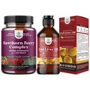 Bundle di extra resistenza Hawthorn Berry Capsule Hawthorn Estratto di digestione e supplemento di salute del cuore e Islandic Cod Liver Oil Liquido Wild Caught Nordic 3 Fish Oil Liquid per adulti e bambini
