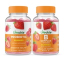 Probiotico vitale 2 miliardi di CFU + B Complex, Gummies Bundle - Grande degustazione, Integratore di vitamina, Senza glutine, OGM libero, pancia masticabile