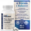 ZnS Myo-Inositol & D-Chiro Inositol Supplemento | Equilibrio ormonale & supporto ciclo mestruale | 40:1 Rapporto ideale | Salute e fertilità ovarica | 2050mg | 30-Giorni capsule vegane