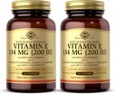 SOLGAR Vitamina E 200 IU - 100 Softgels, Confezione da 2 - Antiossidante naturale, Supporto sistema immunitario - Gluten Free, Dairy Free - 200 Total Servings