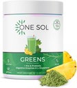One Sol Greens, Super Greens Polvere per ridurre Bloating & Migliorare la salute del fegato, Superfood Fresh Bloom Organic Greens Blend Juice & Smoothie Mix, Pre & Probiotic with Digestive Enzymes, Vegan & Soy Free