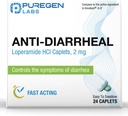 Puregen Labs Caplets anti-Diarrheal - 24 Count - 2 mg Loperamide cloridrato - Easy-to-Swallow Anti-Diarrhea Pills - Diarrea e Stomach Relief - Control Symptoms of Diarrhea