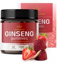 HERBAMAMA Panax Ginseng Gummies - 1500mg Korean Red Ginseng Root for Energy Support - Vegan, Non OGM Red Panax Immune Support Supplement - 60 Pectin-Based Strawberry-Flavored Chews
