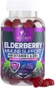 Gummie di supporto immunitario con Estratto di sambuco - Sambucus Elderberry Gummy con Zinc & Vitamina C, Integratore di supporto Immune Vegano naturale per adulti e bambini, Vitamine di bacche di sambuco - 120 Gummies