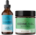 HERBAMAMA Lemon Balm and Iodine Kit - Bundle of Lemon Balm Tincture 4 fl oz & Potassium Iodine Gummies - Vegan, Non OGM, Alcohol & Gelatin-Free - 2 Pack