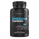 Livingood Daily Omega 3 6 9 Plus curcumina curcuma curcuma supplemento, 60 Softgels - Fish Oil Omega 3 Supplementi (EPA & DHA) per gli uomini e le donne - cervello, giunto, salute del cuore e metabolismo - Made in USA