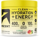 Ascensione pulita + polvere di elettroliti di energia - 100 mg di caffeina, 400 mg di elettroliti, senza ingredienti artificiali, Citrus 40 Servings