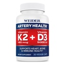Weider Artery Health for Heart, Immune and Bone Support with Vitamin K2 (180mcg) & Vitamin D3 (5000iu), 30 capsule vegetali