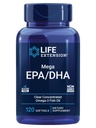 Estensione della vita Mega EPA/DHA, omega-3 acidi grassi, salute del cuore e del cervello, non OGM, senza glutine, 120 softgels