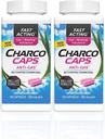 Charcocaps Fast Acting Gas Relief per Bloating & Flatulence, Droga Free Detoxifying Charcoal Formula, 100 capsule, 30 giorni di alimentazione, Pink- Pack di 2