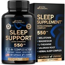 Pillole dormienti per adulti 550mg - Melatonin 3mg | Radice valeriana per il sonno | L-teanina | Magnesio - Supplemento naturale per l'aiuto al sonno - Non-Habit Forming Rest Support - Made in USA - 1/giorno, 2 mesi di fornitura