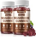 NUBETONG Mushroom Gummies - 10x Mushroom Supplemento per adulti con Lion's Mane, Reishi, Chaga e Turchia Tail - Brain Booster, Supporto Immune, Stress Relief and Focus Support (2 Pack)