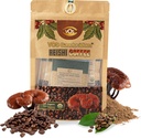 VOS GANOLUCIDUM - 100% Organic Reishi Coffee, 2 in 1 Reishi Mushroom con Caffè, 5 Sachets, Grande Degustazione, Integratore di funghi, Supporto per l'energia e l'immunità Supplemento (0.7 oz ciascuno)