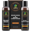 XIKEZAN Beard Wash & Beard Condizionatore Natural Softener Set w/Argan & Jojoba Oli Smooths & Rafforza il Natale Stocking Stuffer Padre Regali di giorno per gli uomini Lui Papà Fidanzato