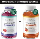 Gummie di Magnesio senza zucchero (180 Gummies) & Zucchero-Free Vitamin D Gummies (60 Gummies) – Supporto immunitario & Rilassamento Valore Bundle, Gelatin-Free, Gluten-Free, Vegetariano, Tutto Naturale, OGM-Free, Kosher