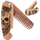 Godetevi il cuscinetto in legno per gli uomini, pieghevole accessori per il cuscinetto da tasca per gli uomini, bordo in legno di noce inciso per Moustache, cuscinetto e capelli per lui (mezza teschio)