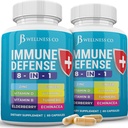 Supporto immunitario 8 in 1 capsule - Integratore di zinco, Vitamina D3, Vitamina C e Elderberry - Radice Immune Booster Ginger, e Turmerico - [2-Pack]