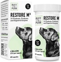 Probiotici Ruff & Purr per cani – Probiotici 3-in-1, Prebiotici e enzimi digestivi per la salute del fegato, supporto immunitario, pelle sana e cappotto – Studi clinici DE111 & PreforPro