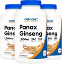 Nutricost Panax Ginseng 1000mg, 240 Capsule, 3 Bottiglie - Non OGM, Senza glutine, 120 Serve