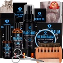 Kit Grooming del cuscinetto, Kit della barba con olio del cuscinetto, Siero di crescita della barba, Lavaggio della barba, Balm del cuscinetto, Spazzola della barba, Pettinato, Forbici del cuscinetto & Mustache Kit di crescita del cuscinetto Regali unici per gli uomini