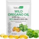 Olio di origano capsule,2 in 1 6000mg Olio di origano con olio di semi neri, Olio di origano Selvatico Immune e Antiossidante Supporto, Non-OGM,Gluten Free,120 Softgels (1 borsa)