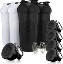 GOMOYO Fitness Bundle - 4-Pack Shaker Bottiglie con Agitator + 5-Pack Protein Funnels con Carabiner, BPA-Free & Lavastoviglie Sicuro