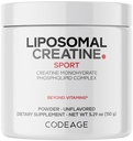 Codeage Liposomal Creatine Powder Supplement, Pure Creatine Monohydrate 5000mg, Pre Workout & Post Workout - Creatina non aromatizzata, Micronized Creatine Powder - Creatinine per lo sport - 30 Serve