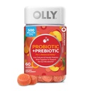 OLLY Probiotic + Prebiotic Gummy, Supporto Digestivo e Salute Gut, 500 milioni di CFU, Fibra, Adulto Chewable Supplement per Uomini e Donne, Peach, 60 giorni di alimentazione - 60 Conte