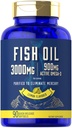 Carlyle Fish Oil 3000mg | 900mg Omega 3 | 90 Softgels | Limone Flavor | Non OGM e Gluten Supplemento gratuito