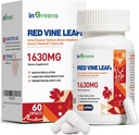 Estratto di foglie di vina rossa 1630mg con castagna di cavallo, ginestra di macellaio, supplemento di biancospino per vene di varicosio, gamba, circolazione, cuore, pelle, supporto per la salute del cuore, fatto in USA, 60 capsule