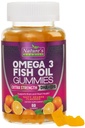 Omega 3 Gummie di olio di pesce, cuore sano Omega 3 Gummy supplemento con alto assorbimento DHA & EPA, Joint & Brain Support, Delicious Orange Flavor Fish Oil Nature's Vitamin - 60 Gummies