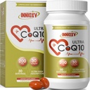 CoQ10 200mg Softgels per la salute del cuore, potente integratore antiossidante per la salute vascolare, produzione di energia, ad alto assorbimento CoQ10 integratori alimentari, 30 Softgels