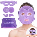 Atsuwell Cooling Ice Face Eye Mask Set for Dark Circles and Puffiness, 6 Gel Cold Packs for Face, Eyes, Soft Plush Lining Ice Pads Cold Compress, Relax, Cool Bag Incluso