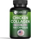 FabLab Chicken Collagen Type II Supplemento - Integratore nutrizionale per il supporto Joint, Nerve & Bone - Non-GMO, Anti-invecchiamento Prodotto dietetico con Peptidi idrolizzati- 100 capsule