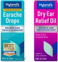 Bundle of Hyland's Earache Drops 0.33 Fl Oz e Dry Ear Relief Oil, Alleviare Ear Irritation Fast, per Itchy e Dry Irritated Ears, Ages 2 e up, Giorno e gocce di notte, 0.5 Ounce