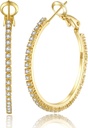 PABBEU 2mm 925 Sterling Silver Orecchini Big Sterling Silver Hoop orecchini per le donne Grande strass Hoop orecchini sottile anallergico Cubic Zirconia orecchini per le donne 30/40/50/60/70mm