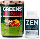 Nutrologia Greens & Fruits Powder-Naturally Sourced Superfood, Vanilla Cinnamon (30 Serve) Zen Natural Magnesium Supplement (30 Serve)