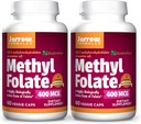 Jarrow Formulas Methyl Folate 400 mcg - 60 Caps Veggie, Confezione da 2 - Forma altamente biologicamente attiva di Folate - 4th Generation Folic Acid Technology - 120 Total Servings