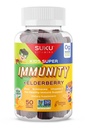 Vitamine SUKU - Kids Super Immunity - Elderberry, Echinacea, Vitamina A e Zinc Gummies per Supporto Immune - Facile da cucire - Non OGM, Gluten Sugar Free - Vitamine di Gomma di Melograno, 50 Conte