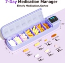 Daviky Smart Pill Organizer con allarme, Bluetooth Daily Una volta al giorno Pill Box 7 giorno con APP, caso di Pillola di viaggio settimanale, Miscelatore portatile per pillole per medicinali, integratori e vitamine (Purple)