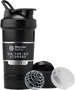 MiscelatoreBottle Shaker Bottiglia con organizzatore di pillole e stoccaggio per polvere di proteine, Classic V2 ProStak System, 22 once, Midnight Black